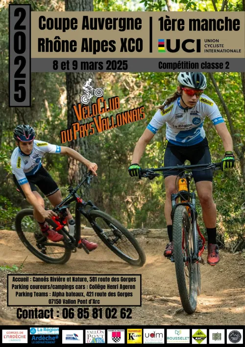 COUPE AUVERGNE RHÔNE-ALPES XC OLYMPIQUE (1ère édition) à Vallon-Pont-d'Arc les samedi 8 et dimanche 9 mars 2025
