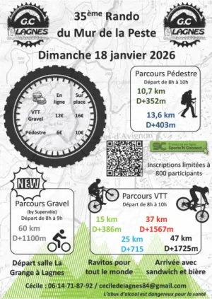 35ème Randonnée VTT du Mur de la Peste à Lagnes